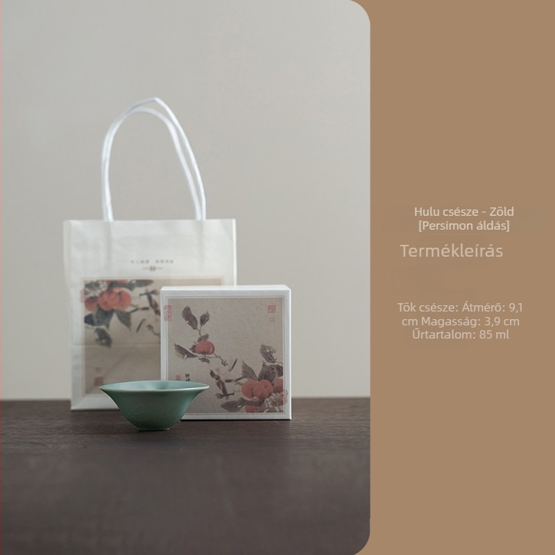 Ru Kiln porcelán teáscsésze, kínai stílusú, gourd-formájú, ajándék időseknek és tanároknak