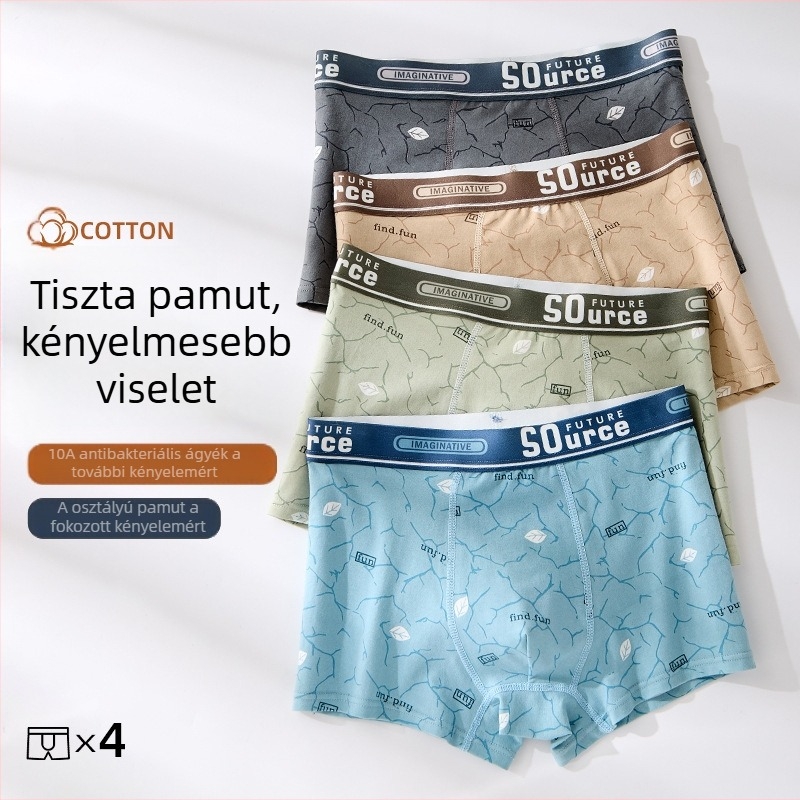 Férfi antibakteriális pamut boxer briefs, plusz méret, középmagas derekú, nyári vékony