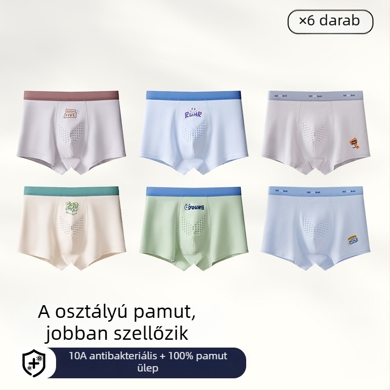 Férfi antibakteriális pamut boxer briefs, plusz méret, középmagas derekú, nyári vékony