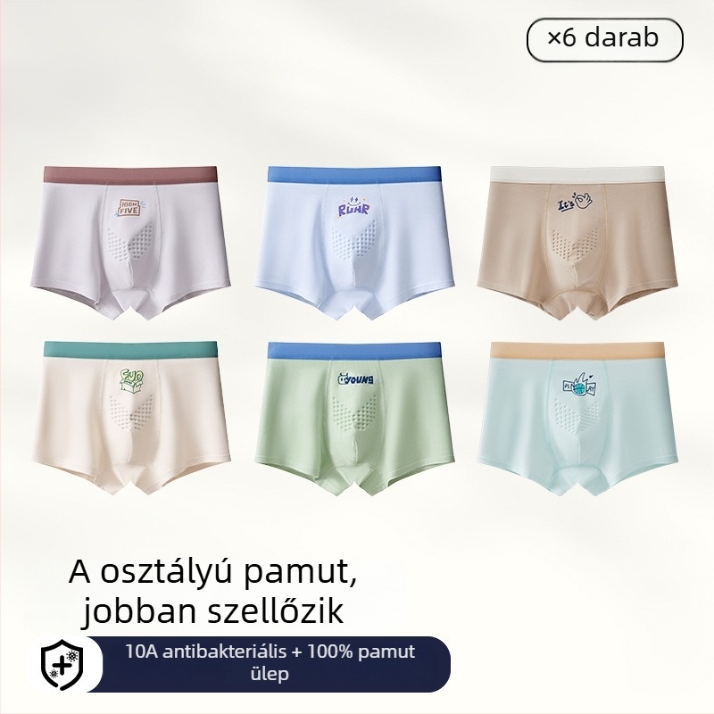Férfi antibakteriális pamut boxer briefs, plusz méret, középmagas derekú, nyári vékony