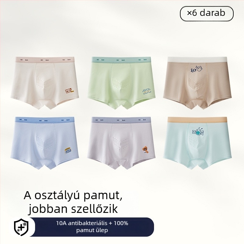 Férfi antibakteriális pamut boxer briefs, plusz méret, középmagas derekú, nyári vékony