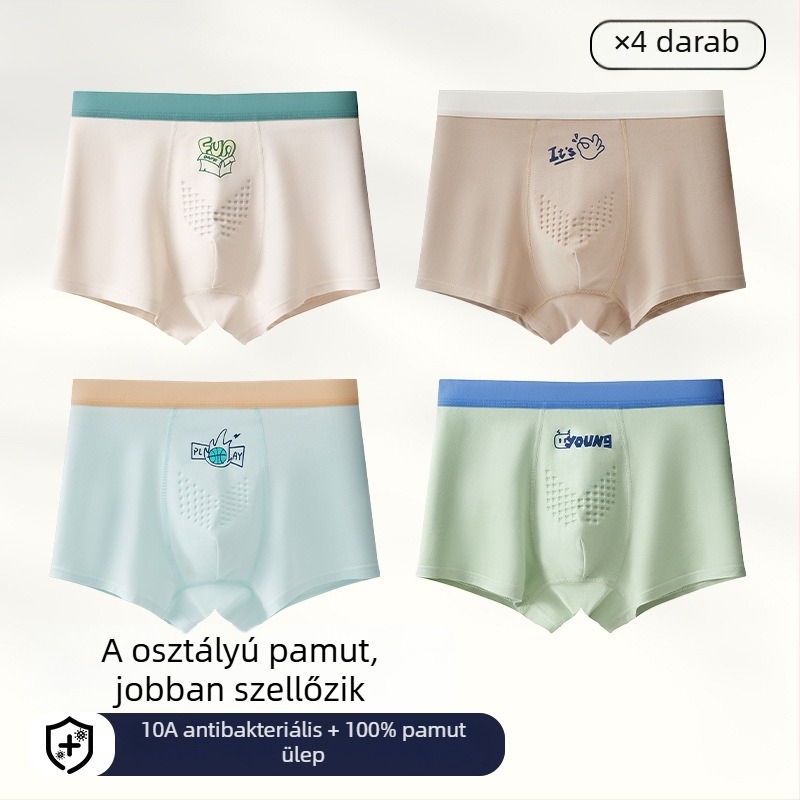 Férfi antibakteriális pamut boxer briefs, plusz méret, középmagas derekú, nyári vékony