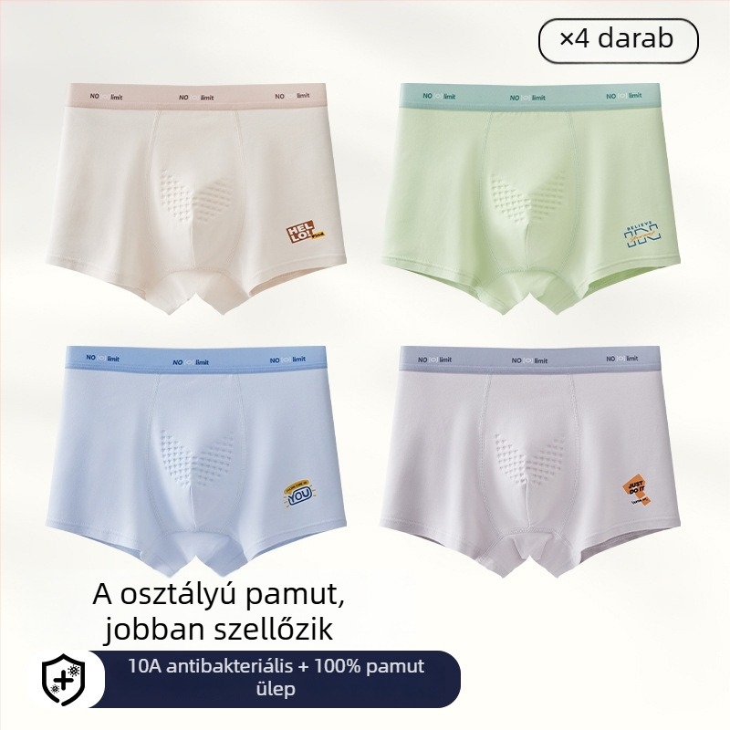 Férfi antibakteriális pamut boxer briefs, plusz méret, középmagas derekú, nyári vékony