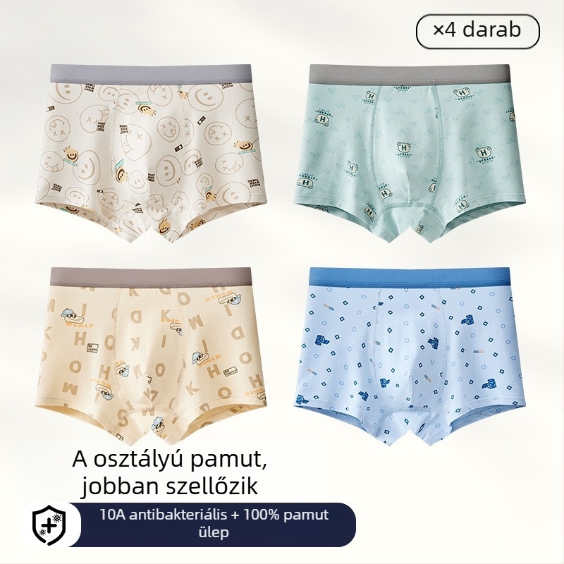 Férfi antibakteriális pamut boxer briefs, plusz méret, középmagas derekú, nyári vékony
