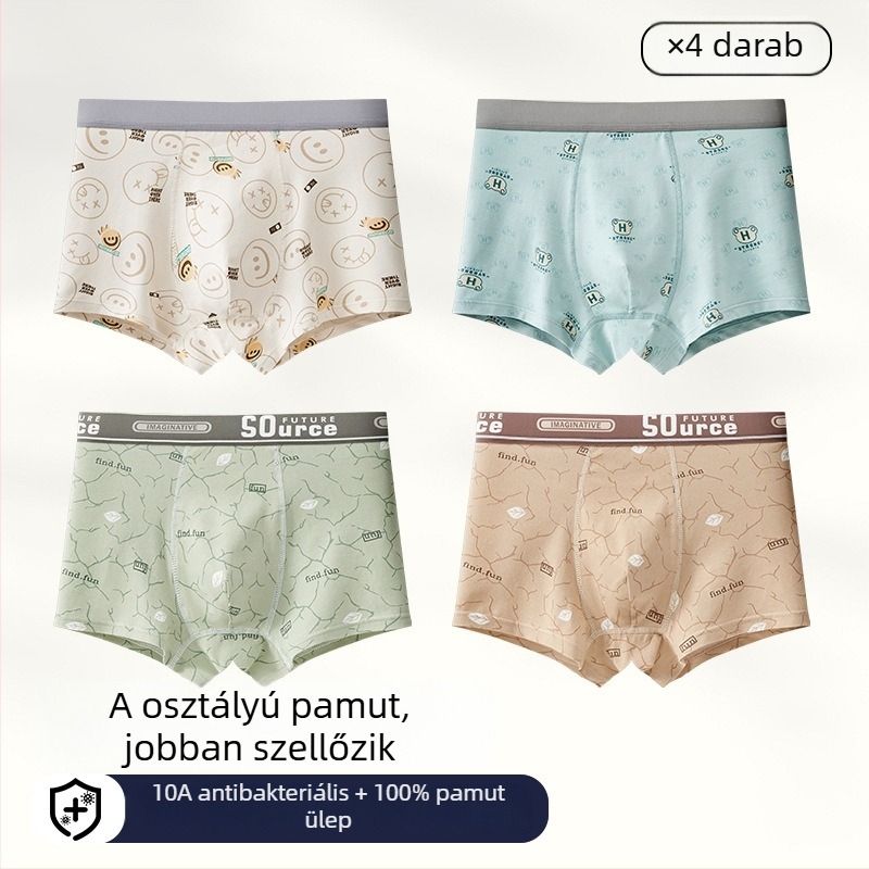 Férfi antibakteriális pamut boxer briefs, plusz méret, középmagas derekú, nyári vékony