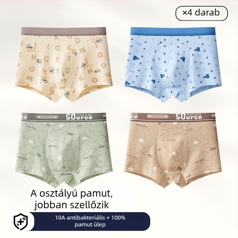 Férfi antibakteriális pamut boxer briefs, plusz méret, középmagas derekú, nyári vékony