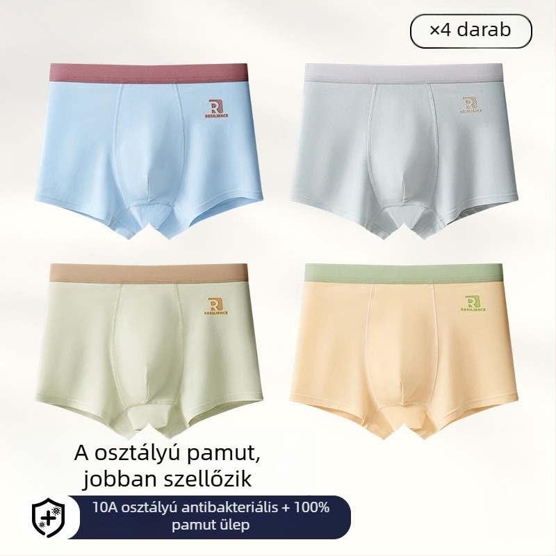 Férfi antibakteriális pamut boxer briefs, plusz méret, középmagas derekú, nyári vékony