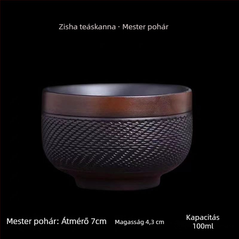 Lila agyagból készült teáskészlet automata forgással, teáskanna kőmalommal, Kung-Fu teás poharak, otthoni vendégfogadásra szánt készlet