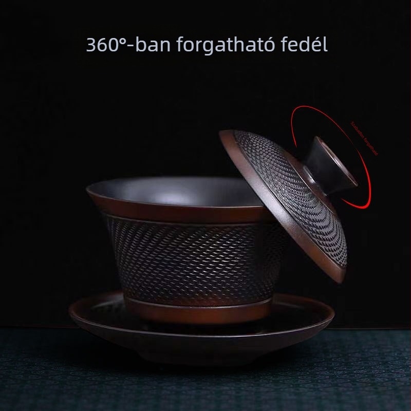 Lila agyagból készült teáskészlet automata forgással, teáskanna kőmalommal, Kung-Fu teás poharak, otthoni vendégfogadásra szánt készlet