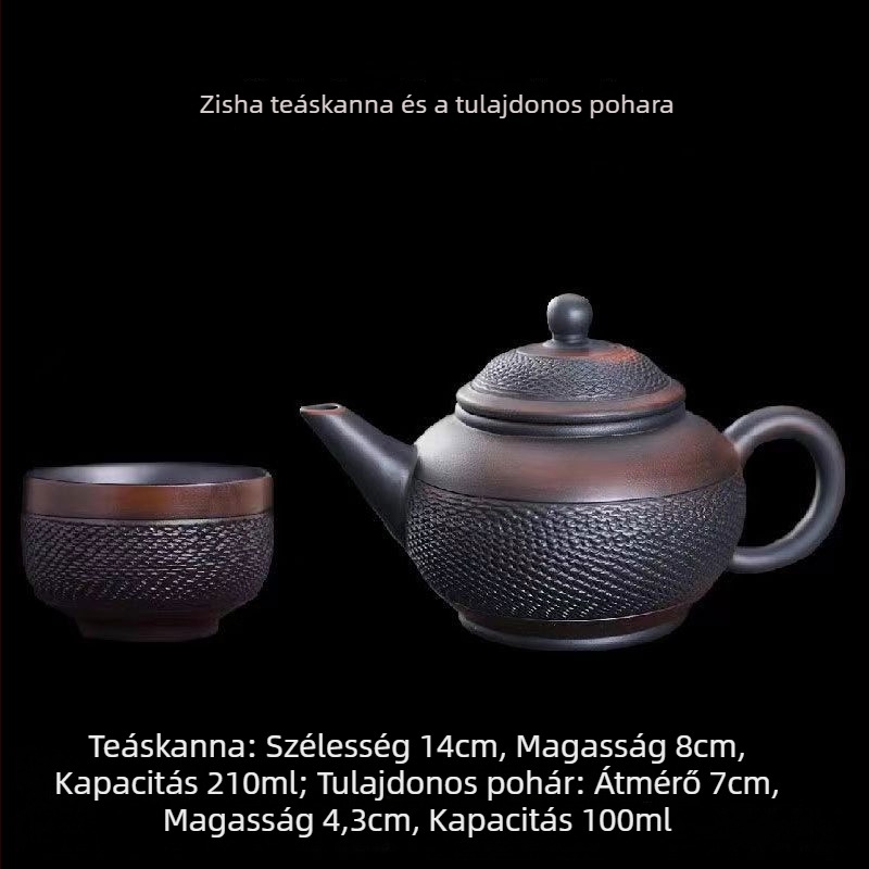 Lila agyagból készült teáskészlet automata forgással, teáskanna kőmalommal, Kung-Fu teás poharak, otthoni vendégfogadásra szánt készlet
