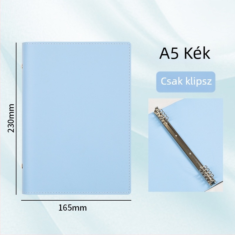 A5-ös puha bőrtok noteszhez, nagy kapacitású, leválasztható kötő és gyűrűs fémlap