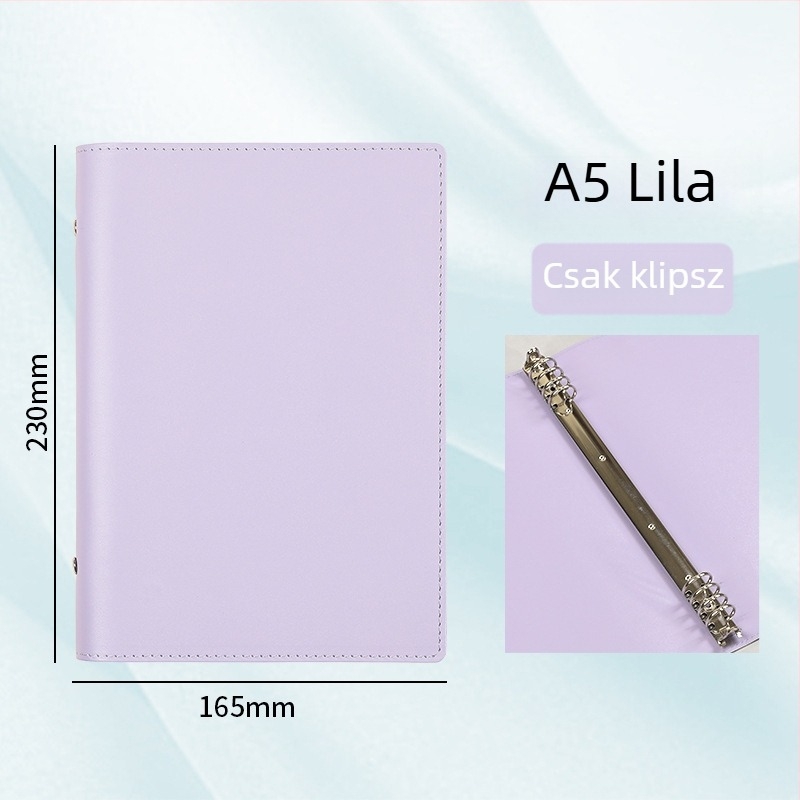 A5-ös puha bőrtok noteszhez, nagy kapacitású, leválasztható kötő és gyűrűs fémlap