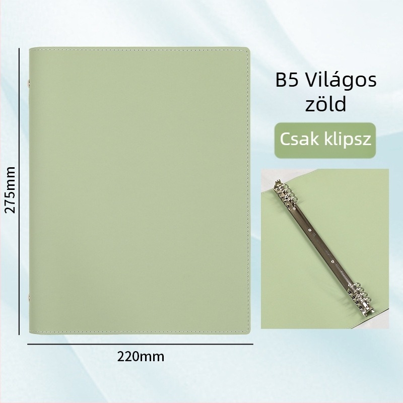 A5-ös puha bőrtok noteszhez, nagy kapacitású, leválasztható kötő és gyűrűs fémlap