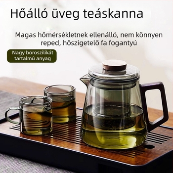 Üvegből készült teáskanna otthoni használatra, nagy hőállóságú, víz-elválasztó rendszerrel, irodai teáskészlet virágos teához