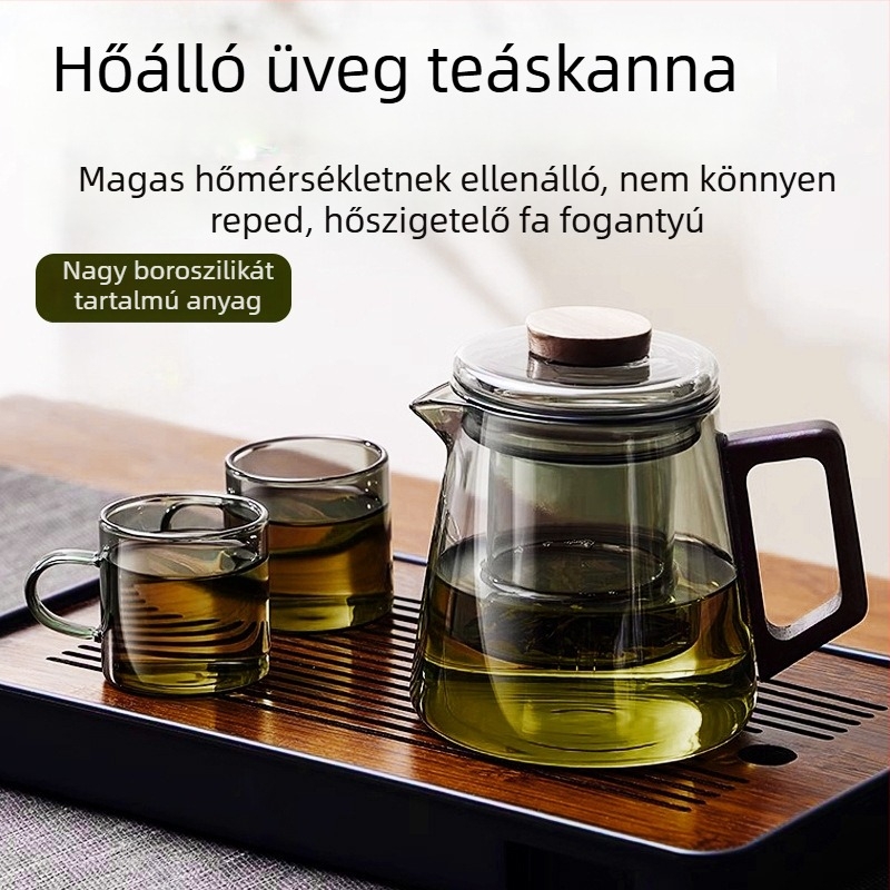 Üvegből készült teáskanna otthoni használatra, nagy hőállóságú, víz-elválasztó rendszerrel, irodai teáskészlet virágos teához