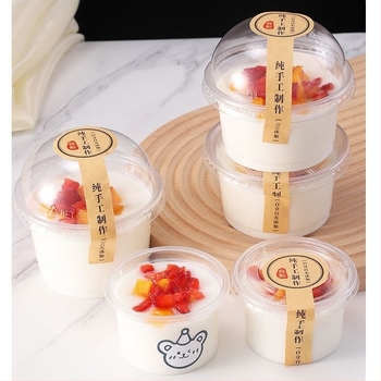 Egyszer használatos puding pohár fedővel, mousse és joghurt desszertekhez