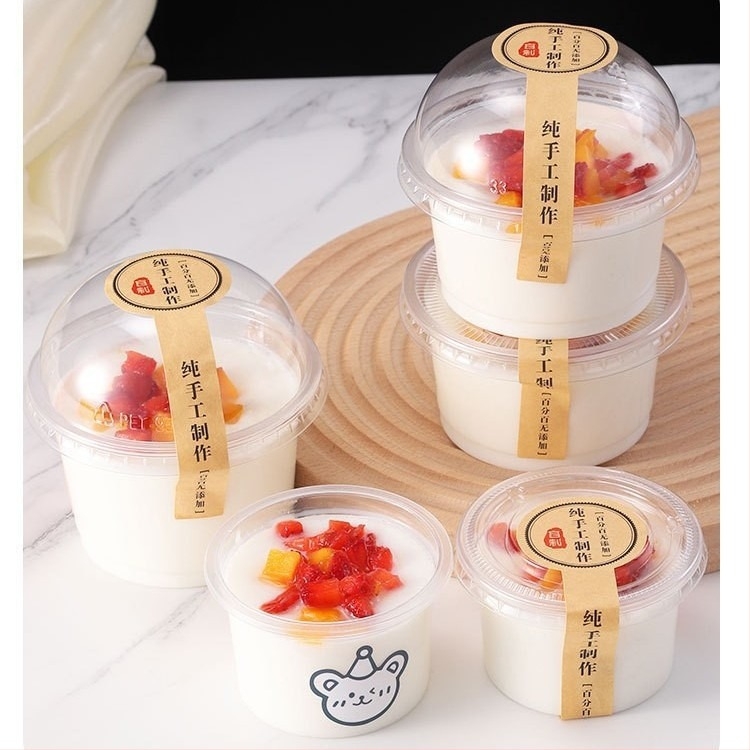 Egyszer használatos puding pohár fedővel, mousse és joghurt desszertekhez
