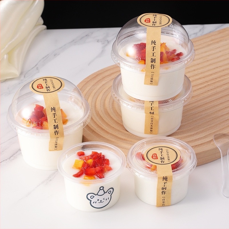 Egyszer használatos puding pohár fedővel, mousse és joghurt desszertekhez