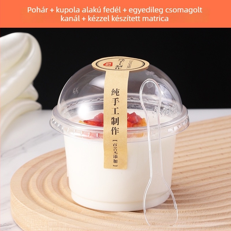 Egyszer használatos puding pohár fedővel, mousse és joghurt desszertekhez