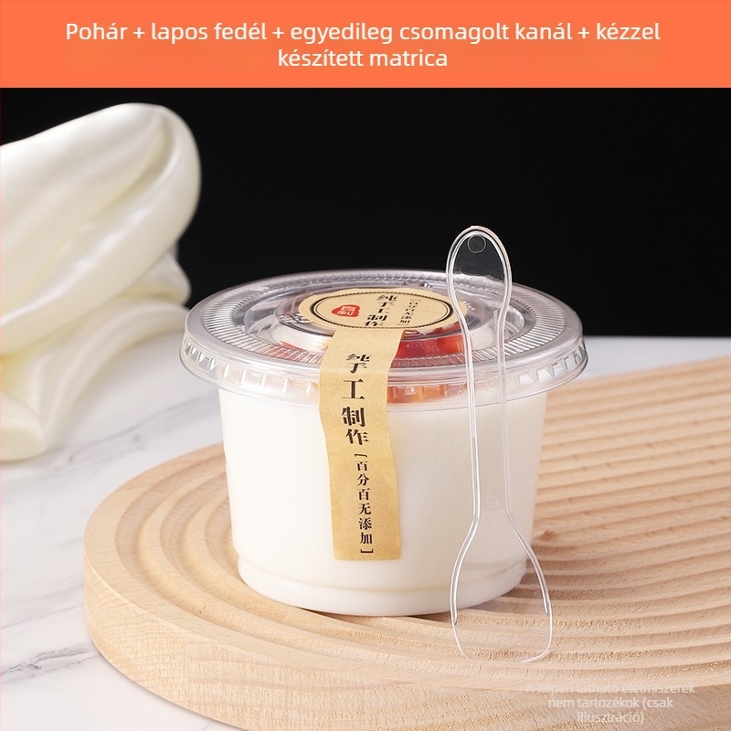 Egyszer használatos puding pohár fedővel, mousse és joghurt desszertekhez