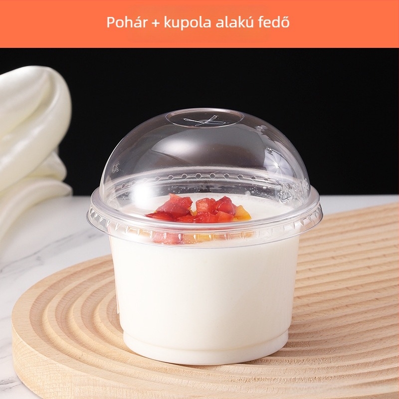 Egyszer használatos puding pohár fedővel, mousse és joghurt desszertekhez