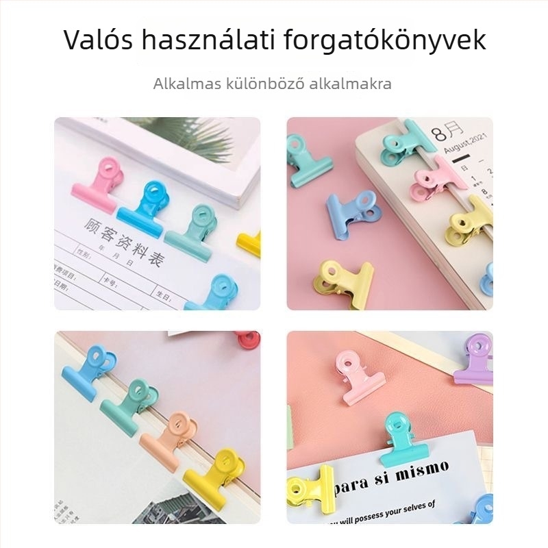 Színes, kerek fém kapocs dokumentumokhoz, számlákhoz és bizonylatokhoz