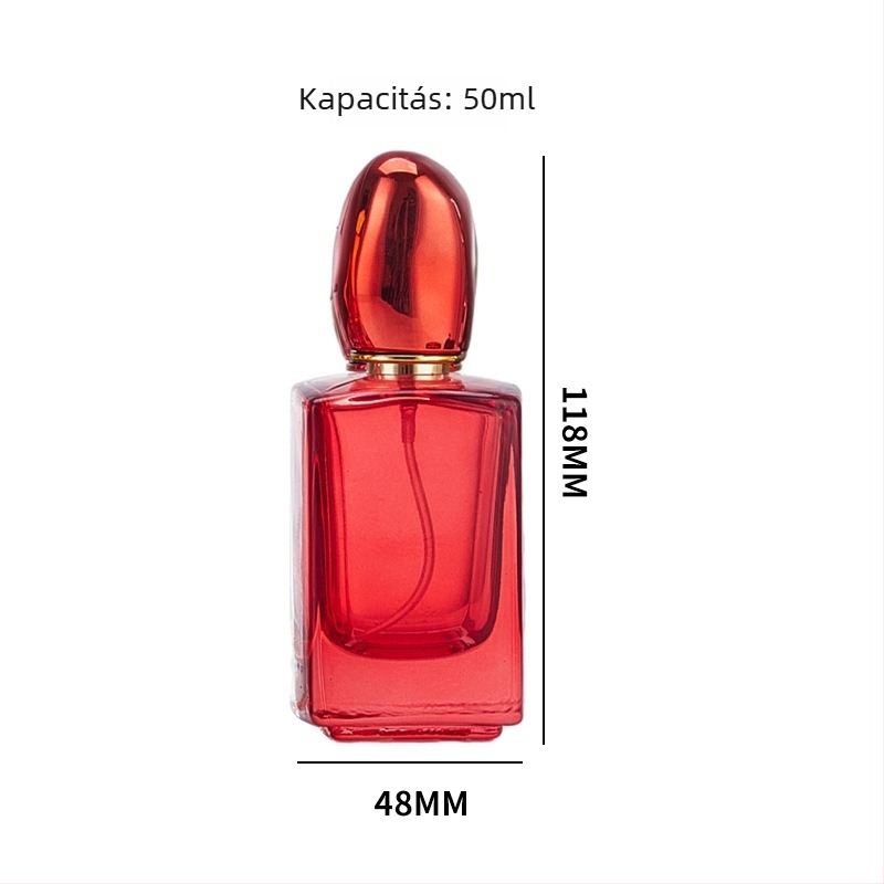 Minimalista színes parfümös üveg, vastag falú, átlátszó, hordozható kozmetikai mintaüveg