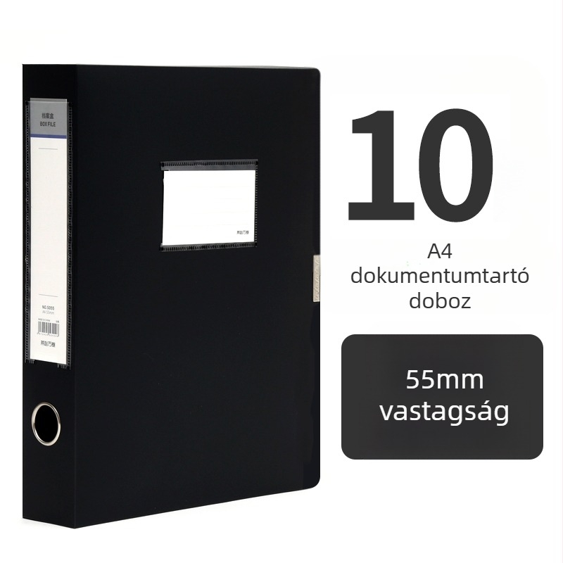 10 átlátszó A4-es fájlbox, műanyag tároló, 55 mm vastagság, otthon és irodában való használatra, függőleges tárolás, nagy méret