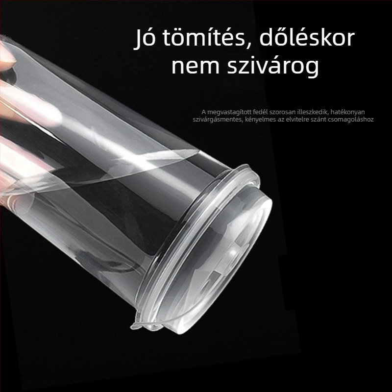 Ding Shan 90 mm átmérőjű U-formájú tej-tea pohár, egyszer használatos műanyag pohár gyümölcs- és italokhoz, injekciós öntés, kapacitás 500–700 ml, testreszabható logó nyomtatás