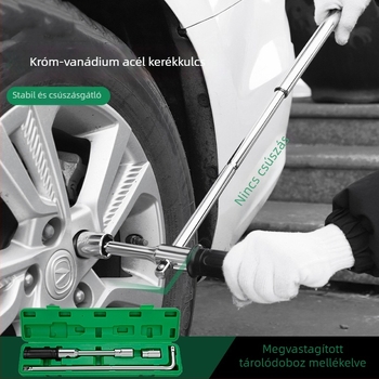 Hosszított L-formájú, nehéz keresztes kerékkulcs autókhoz