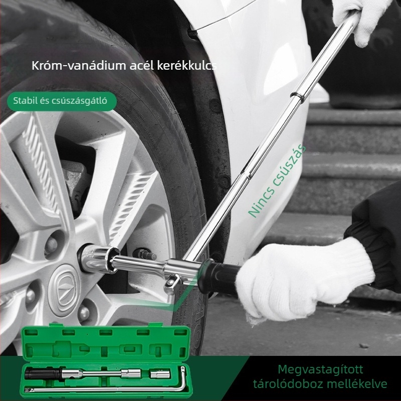 Hosszított L-formájú, nehéz keresztes kerékkulcs autókhoz