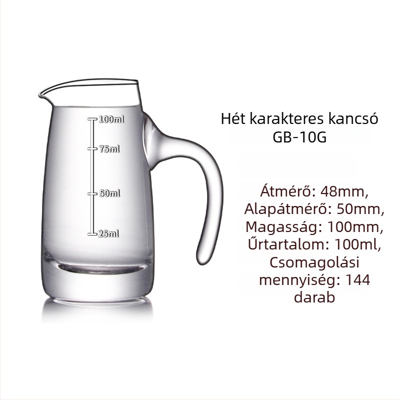 Üveg italos decantáló mérőskálás fogantyúval, kínai stílusú hétkarakteres forma, otthoni használatra