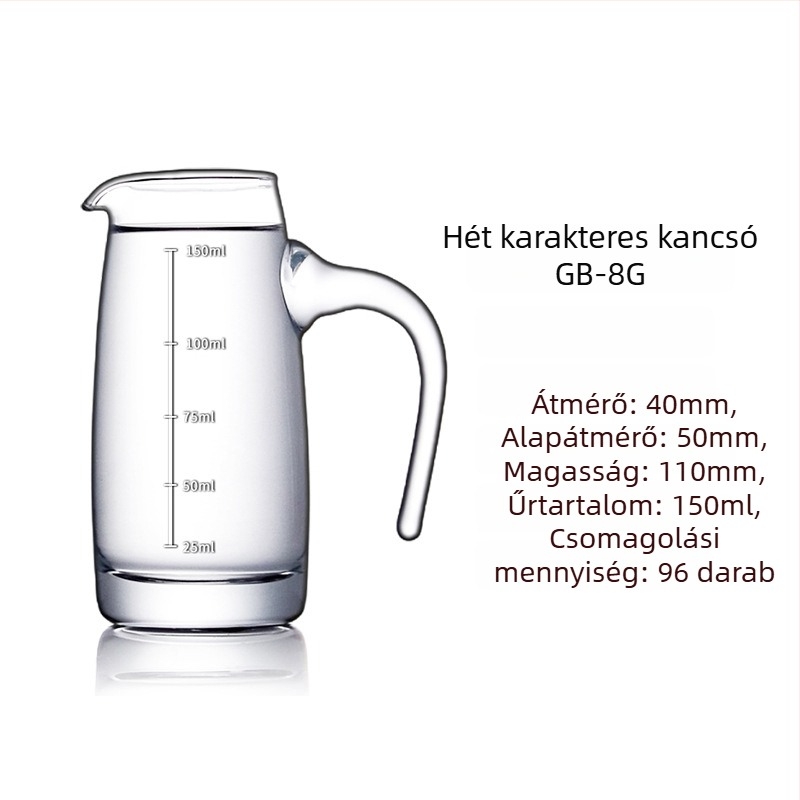 Üveg italos decantáló mérőskálás fogantyúval, kínai stílusú hétkarakteres forma, otthoni használatra