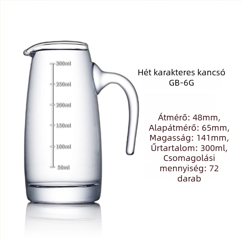 Üveg italos decantáló mérőskálás fogantyúval, kínai stílusú hétkarakteres forma, otthoni használatra