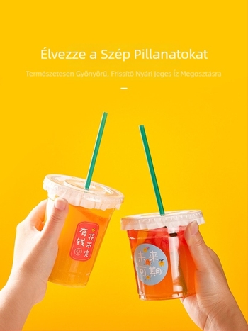 Egyszer használatos italos pohár fedővel – gyümölcsléhez, tej-teához és mung bab leveshez