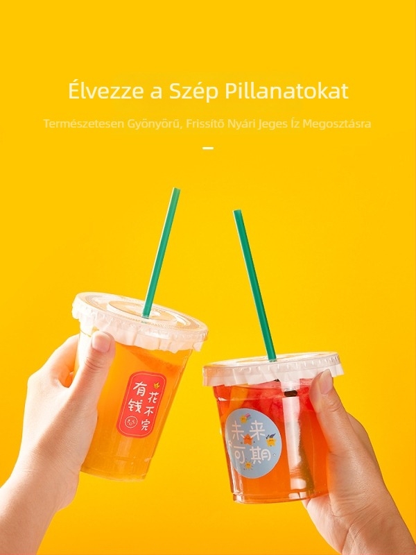 Egyszer használatos italos pohár fedővel – gyümölcsléhez, tej-teához és mung bab leveshez