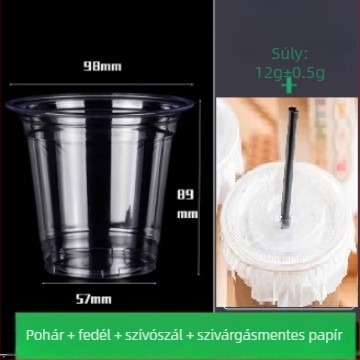 Sűrített PET műanyag kávés pohár fedővel, citromos tea és hideg italok számára; otthonra, irodába vagy standra