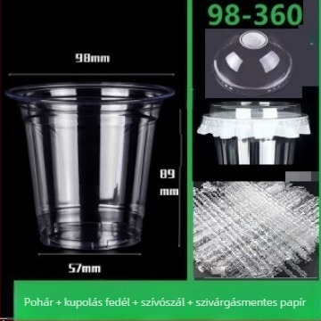 Sűrített PET műanyag kávés pohár fedővel, citromos tea és hideg italok számára; otthonra, irodába vagy standra