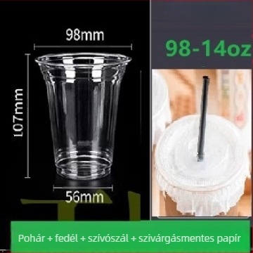 Sűrített PET műanyag kávés pohár fedővel, citromos tea és hideg italok számára; otthonra, irodába vagy standra