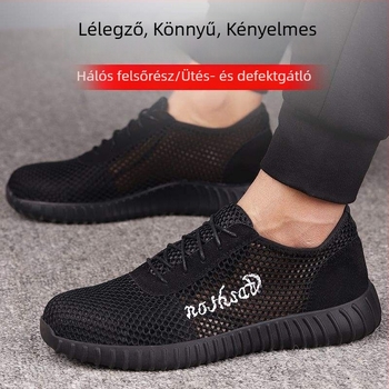 Férfi munkavédelmi cipő acélorrúval, ütés- és perforációálló, nyáron légáteresztő, anti-odor, könnyű, kopásálló és csúszásmentes
