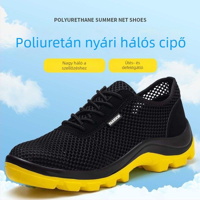 Férfi munkavédelmi cipő acélorrúval, ütés- és perforációálló, nyáron légáteresztő, anti-odor, könnyű, kopásálló és csúszásmentes