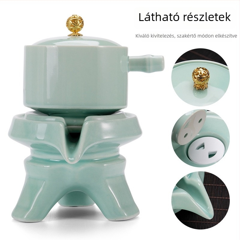 Celadon teáskészlet kőből készült teáskannával és Kung Fu teáscsészékkel, félautomata tea készítő
