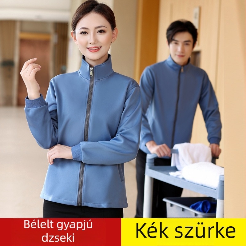 Férfi munkaruha hosszú ujjú dzseki fleece bélés, tűzálló – takarítási személyzet részére