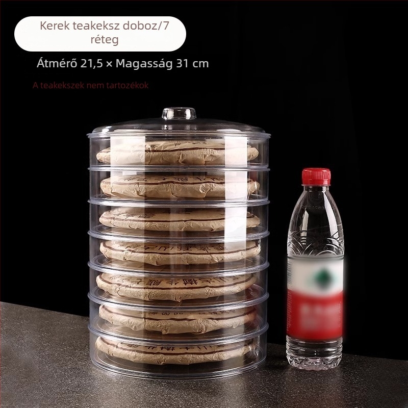 Pu'er teacake bemutató doboz, átlátszó műanyag tartó, porálló tealevelek tárolója, többszintű szervező