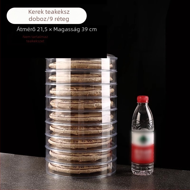 Pu'er teacake bemutató doboz, átlátszó műanyag tartó, porálló tealevelek tárolója, többszintű szervező