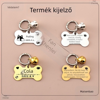 Személyre szabott kutyaazonosító tábla haranggal