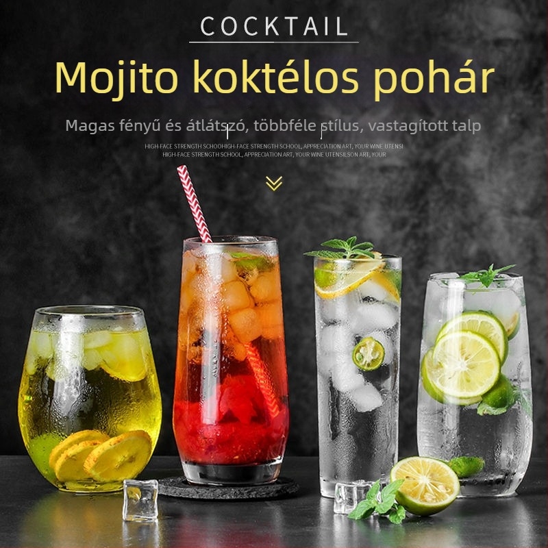 Collins pohár koktélokhoz, Mojito pohár, ólommentes kristályüveg, 1000 ml felett, modern minimalista Bloom-stílus