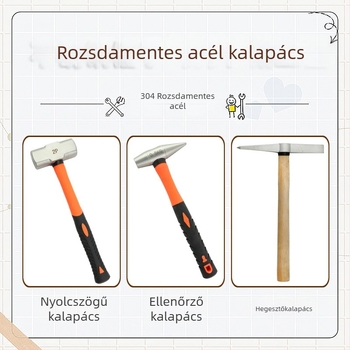 5051 Bofang 304 rozsdamentes acél Nipple Kalapács, nem mágneses, 2 lb–2,5 lb, fa nyéllel vagy gumírozott markolattal, kerek fej