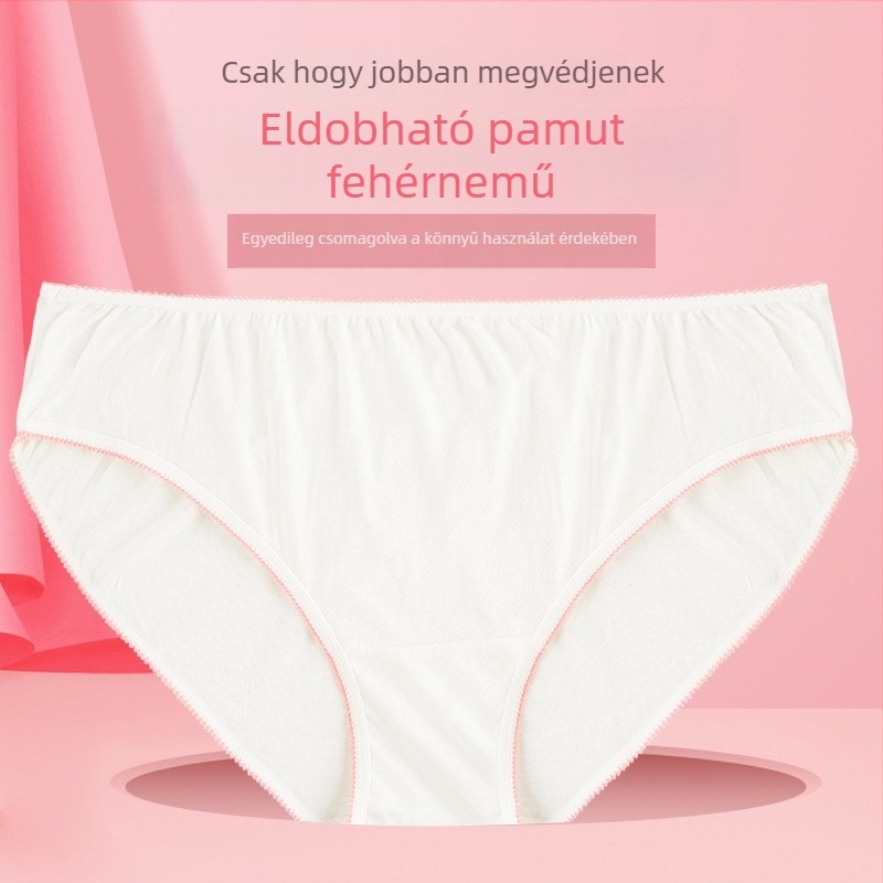 Egyszer használatos női alsónemű, 100% pamutból, posztpartum utazáshoz, lélegző, háromszög fazon