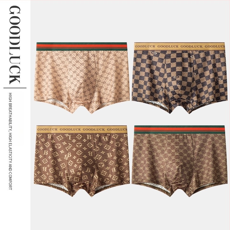 Férfi Ice Silk boxeralsó, lélegző, antibakteriális, 4 darabos készlet